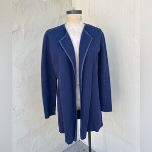 J McLaughlin open front knit cardigan duster with faux leather trim - size S